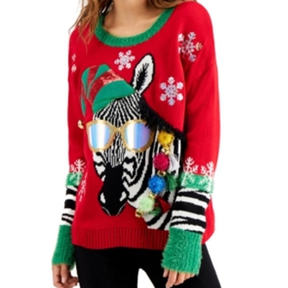 Hooked Up Zebra Holiday Sweater